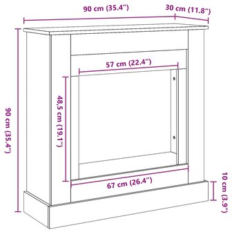Haardombouw 90x30x90 cm bewerkt hout bruin eikenkleurig 9