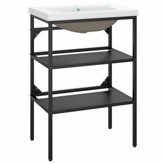 Wastafelframe met inbouwwastafel ijzer zwart 2