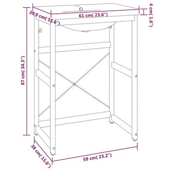 Wastafelframe met inbouwwastafel ijzer wit 7
