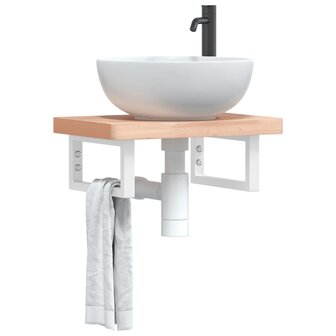 Badkamer wandschap staal en massief beukenhout 1