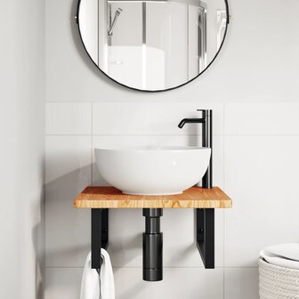 Badkamer wandschap staal en massief eikenhout 3