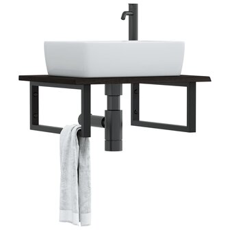 Badkamer wandschap staal en massief eikenhout 1