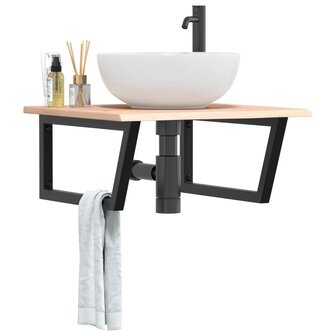 Badkamer wandschap staal en massief eikenhout 1