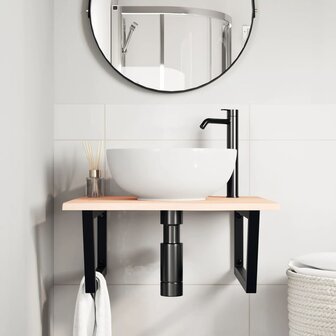 Badkamer wandschap staal en massief eikenhout 3