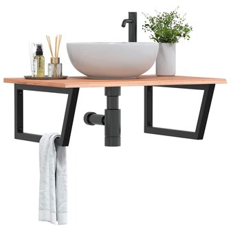 Badkamer wandschap staal en massief eikenhout 1
