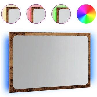 Badkamerspiegel met LED 60x8,5x38 cm oud houtkleurig 2