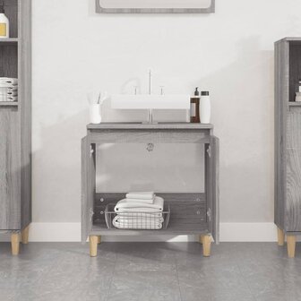 Wastafelkast 58x33x60 cm bewerkt hout grijs sonoma eikenkleurig 3