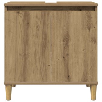 Wastafelkast 58x33x60 cm bewerkt hout artisanaal eikenkleur 4