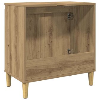 Wastafelkast 58x33x60 cm bewerkt hout artisanaal eikenkleur 7