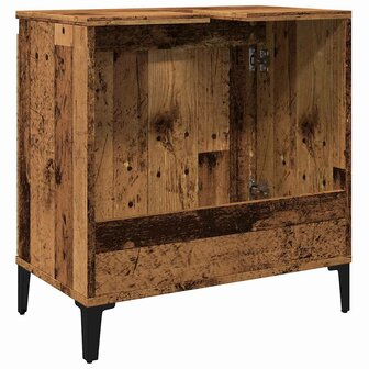 Wastafelkast 58x33x60 cm bewerkt hout oud houtkleurig 7