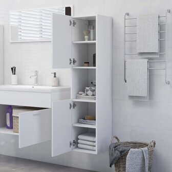 Badkamerkast 30x30x130 cm bewerkt hout wit 3