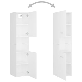 Badkamerkast 30x30x130 cm bewerkt hout wit 5