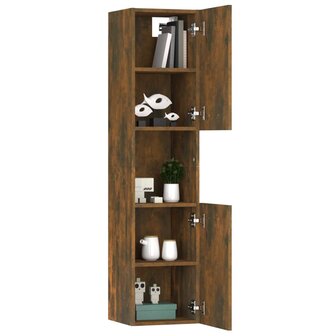 Badkamerkast 30x30x130 cm bewerkt hout gerookt eikenkleurig 5