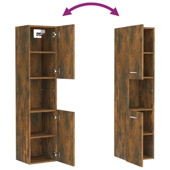 Badkamerkast 30x30x130 cm bewerkt hout gerookt eikenkleurig 9