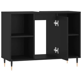 Badkamerkast 80x33x60 cm bewerkt hout zwart 5