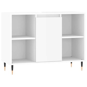 Badkamerkast 80x33x60 cm bewerkt hout hoogglans wit 2