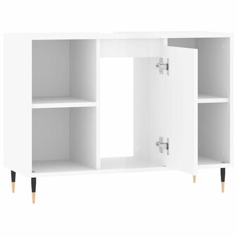 Badkamerkast 80x33x60 cm bewerkt hout hoogglans wit 5