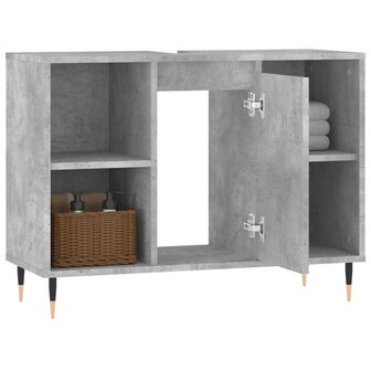 Badkamerkast 80x33x60 cm bewerkt hout betongrijs 4