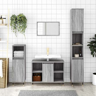 Badkamerkast 80x33x60 cm bewerkt hout grijs sonoma eikenkleurig 1