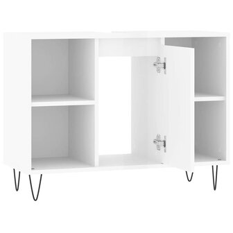 Badkamerkast 80x33x60 cm bewerkt hout hoogglans wit 6