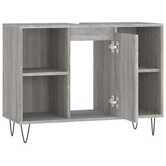 Badkamerkast 80x33x60 cm bewerkt hout grijs sonoma eikenkleurig 6