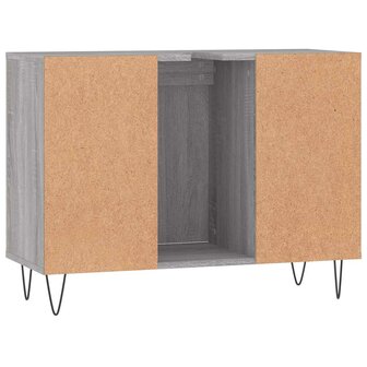 Badkamerkast 80x33x60 cm bewerkt hout grijs sonoma eikenkleurig 8