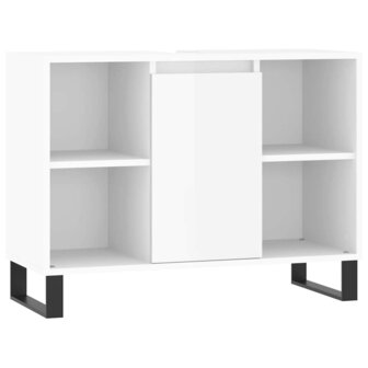 Badkamerkast 80x33x60 cm bewerkt hout hoogglans wit 2
