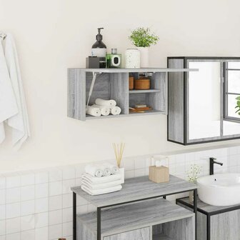 Badkamerwandkast 60x25x30 cm bewerkt hout grijs sonoma eiken 1