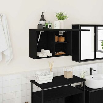 Badkamerwandkast 60x25x40 cm bewerkt hout zwart 1