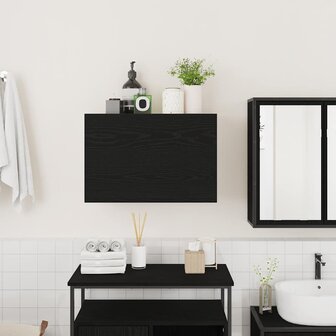 Badkamerwandkast 60x25x40 cm bewerkt hout zwart 3