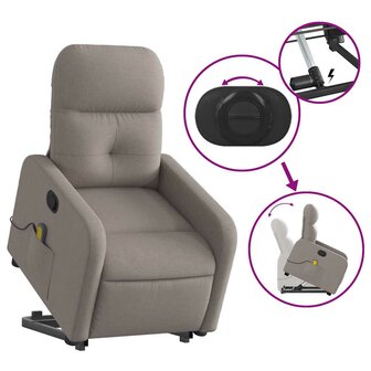 Sta-op-massagestoel verstelbaar stof taupe 6