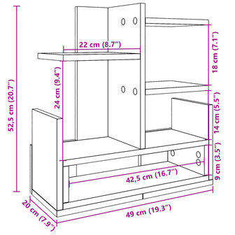 Bureau organiser 49x20x52,5 cm bewerkt hout betongrijs 9