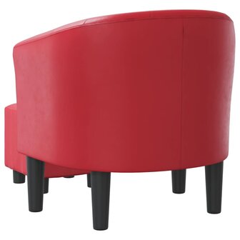 Kuipstoel met voetenbankje kunstleer rood 5