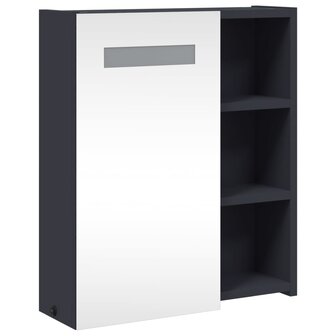 Badkamerkast met spiegel en LED 45x13x52 cm grijs 4