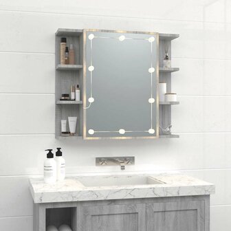 Spiegelkast met LED-verlichting 70x16,5x60 cm grijs sonoma 3