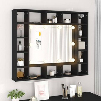 Spiegelkast met LED-verlichting 91x15x76,5 cm zwart 3