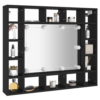 Spiegelkast met LED-verlichting 91x15x76,5 cm zwart 5