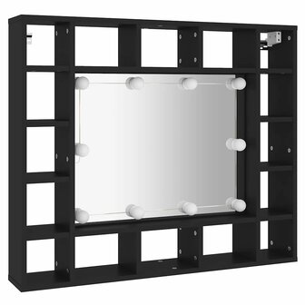 Spiegelkast met LED-verlichting 91x15x76,5 cm zwart 6
