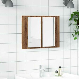 Spiegelkast LED 60x12x45 cm bewerkt hout oud houtkleurig 1