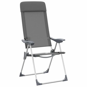 Campingstoelen 4 st inklapbaar aluminium grijs 4