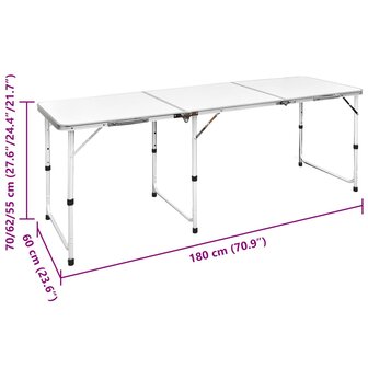Campingtafel in hoogte verstelbaar met 6 krukken 180x60 cm 8