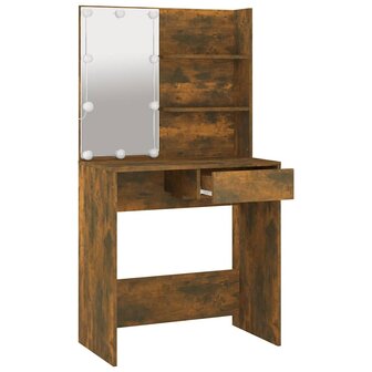 Kaptafel met LED-verlichting 74,5x40x141 cm gerookt eikenkleur 4