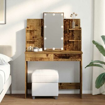 Kaptafel met LED-verlichting 96x40x142 cm oud houtkleurig 3