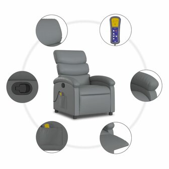 Massagestoel van grijs kunstleer 8