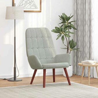 Relaxstoel fluweel lichtgrijs 1