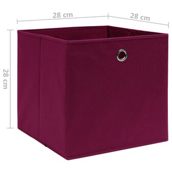 Opbergboxen 4 st 28x28x28 cm nonwoven stof donkerrood 5