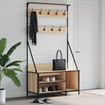 Kledingrek met schoenenrek 100x41x184 cm sonoma eikenkleurig 1