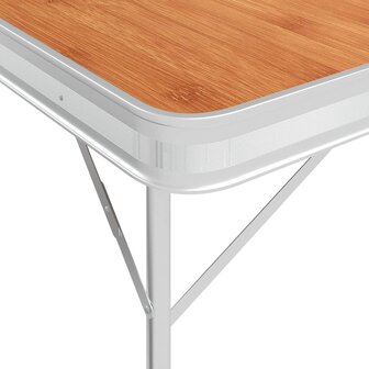 Campingtafel inklapbaar met 2 banken aluminium bruin 3