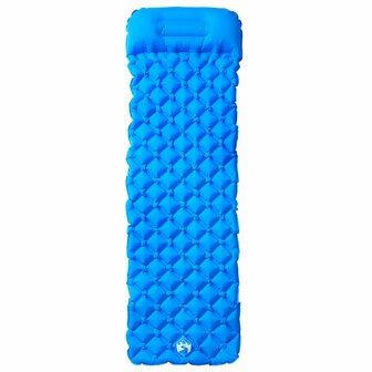 Kampeermatras met kussen opblaasbaar 1-persoons blauw 2