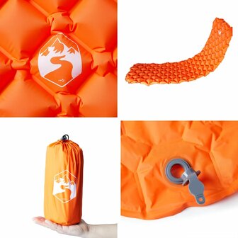 Kampeermatras opblaasbaar 190x58x6 cm 1-persoons oranje 5